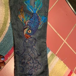 Hand Embroidered Low Rise Jeans